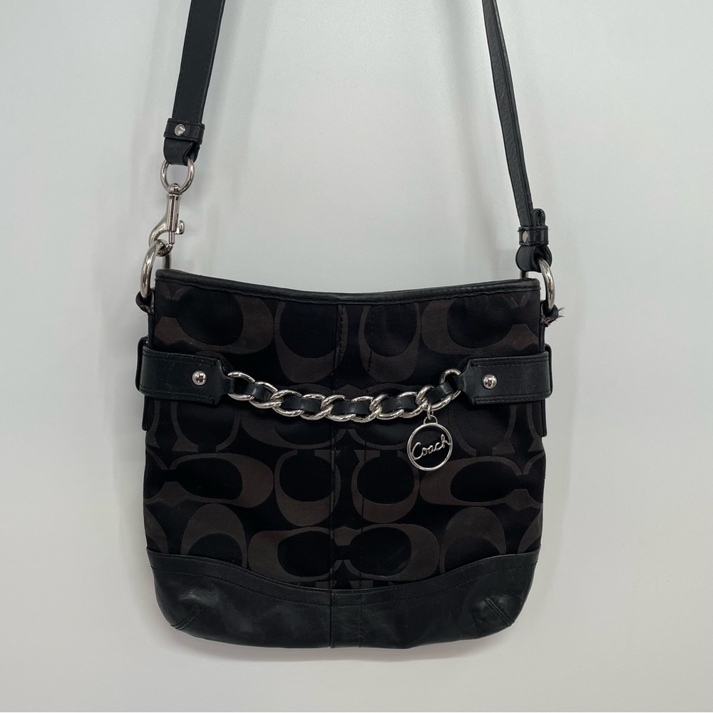 Coach Canvas/leather Signature Crossbody Shoulder Bag Chain Handbag G1221-F19730